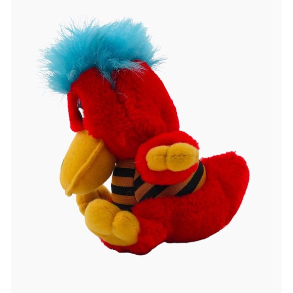 Cloud 9 Red Bird Blue Hair Soft Stuffed Animal Plush Toy Pet Striped Shirt - Picture 2 of 10